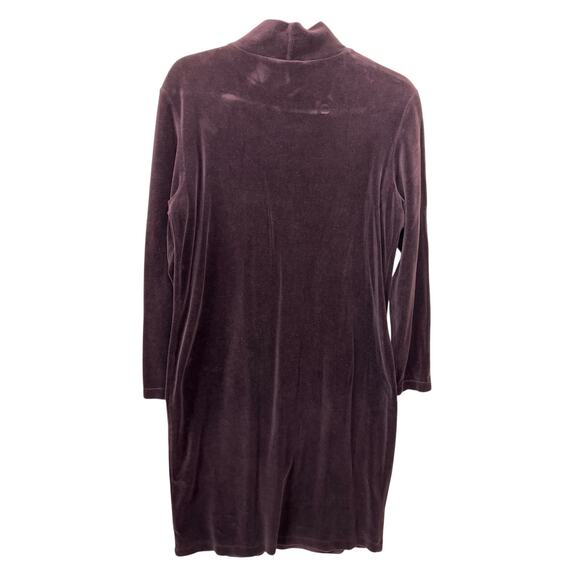 VINTAGE Lands’ End Velour Long Sleeve Dress Size S Brown Velvet Party USA Goth - Picture 4 of 7